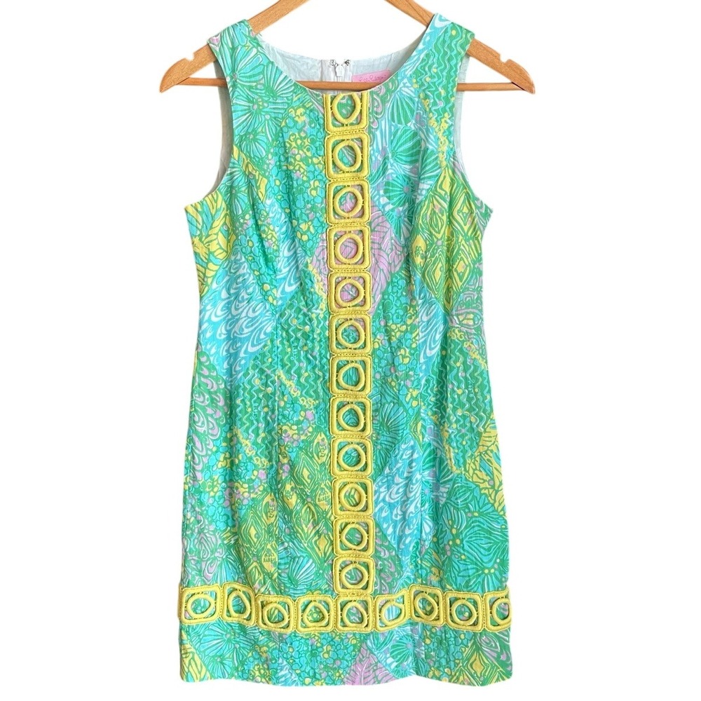 Lilly Pulitzer Sundance Marigold Shift‎ Dress Size 2 Sleeveless Colorful Coastal